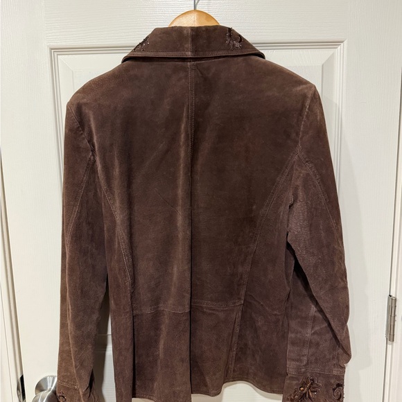 Coldwater Creek Chocolate Embroidered Suede Jacket - Picture 3 of 3